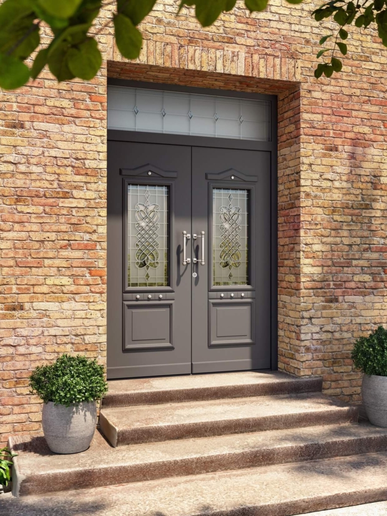 Inotherm_vhodna_vrata_haustüren_rustikal_Landhaus_Doors_2 Starinska, rustikalna vhodna vrata z modernim pridihom, steklenimi vitraži in dekorativnimi okvirji